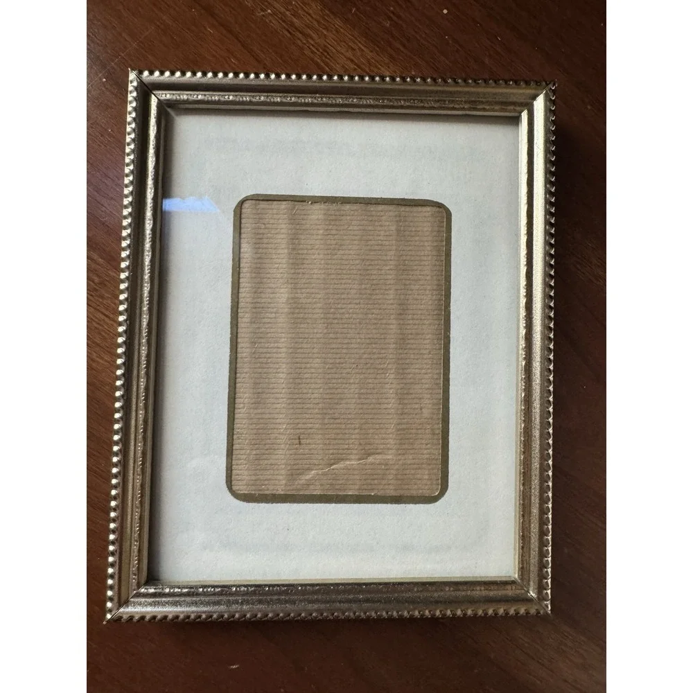 Vintage Gold‎ Tone Metal 4x5 Picture Frame Beaded Edge Ornate Floral Detail